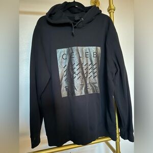 H&M Black Silver Graphic Celebrate Hoodie Sweatshirt Men's Size Large Pre Owned